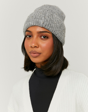 Grey Beanie with Rhinestones | TALLY WEiJL