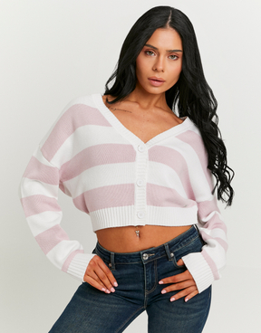 Pink Striped Cardigan | TALLY WEiJL