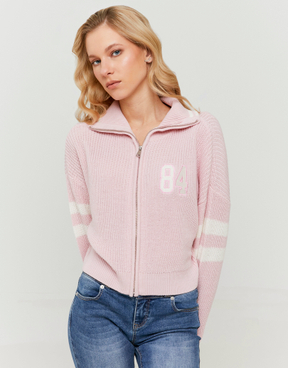 Cropped Zip-Up Cardigan with Graphic Detail | TALLY WEiJL