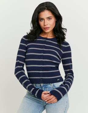 Blue Striped Knit Cardigan | TALLY WEiJL