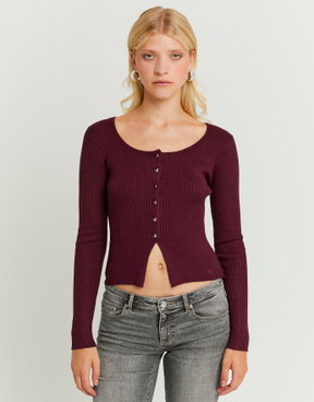 Burgundy Knitted Cardigan | TALLY WEiJL