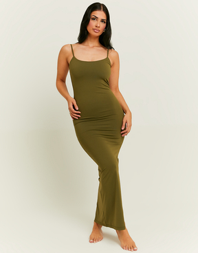 Vestito Midi Basico Verde con Spacco Laterale | TALLY WEiJL