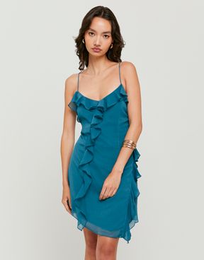 Vestito Corto in Tulle Blu con Volants | TALLY WEiJL