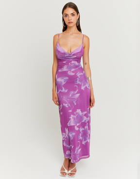 Purple Printed Long Dress | TALLY WEiJL