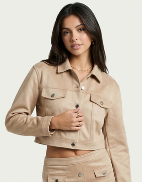 Beige Suede Jacket | TALLY WEiJL