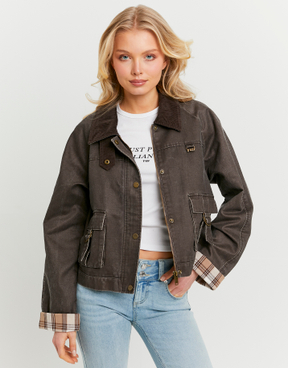 Giacca marrone con colletto in velluto a coste | TALLY WEiJL