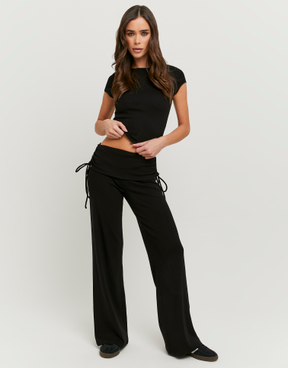 Schwarze Mid-Waist Schlagleggings | TALLY WEiJL