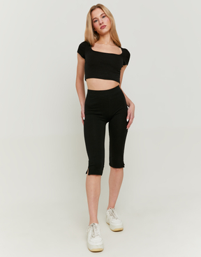 Black Basic Capri Leggings | TALLY WEiJL