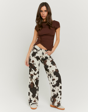 Braune Low Waist Wide Leg Hose | TALLY WEiJL