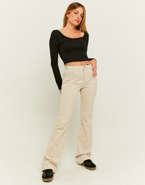 Pantalone Bootcut Grigio in Velluto a Coste | TALLY WEiJL