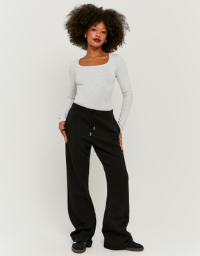 Pantaloni Jogging Bootcut a Vita Bassa Neri | TALLY WEiJL