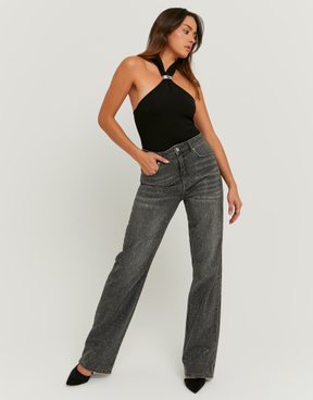 Grey High Waist Straight Leg Jeans | TALLY WEiJL