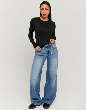 Blaue Low-Waist Straight Leg Jeans | TALLY WEiJL