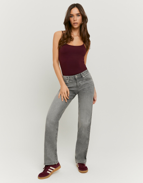Graue Low Waist Straight Leg Jeans | TALLY WEiJL