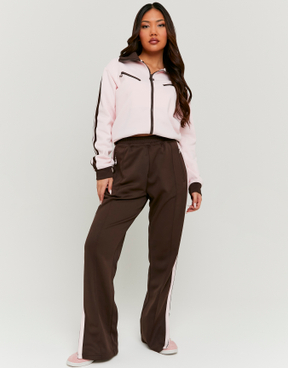 Brown Printed Joggers with Stripes | TALLY WEiJL