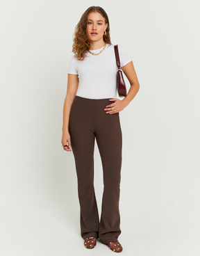 Brown Flare Mid Waist Trousers | TALLY WEiJL