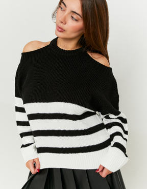 Striped Jumper with Shoulder Cut Outs | TALLY WEiJL