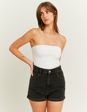 Schwarze High Waist Mom Denim Shorts | TALLY WEiJL