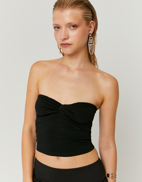 Black Cropped Bandeau Top | TALLY WEiJL