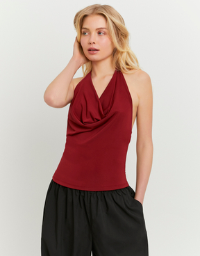 Top Rosso Allacciato al Collo Senza Schiena | TALLY WEiJL