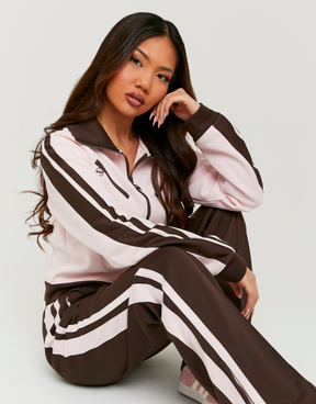 Pink Striped Zip Up Sweatshirt | TALLY WEiJL