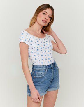 Top Basico Off Shoulder a Fiori | TALLY WEiJL