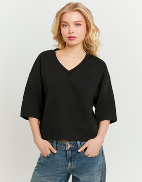 Schwarzes Basic T-Shirt | TALLY WEiJL