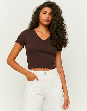 Καφέ Ruffles T-Shirt | TALLY WEiJL
