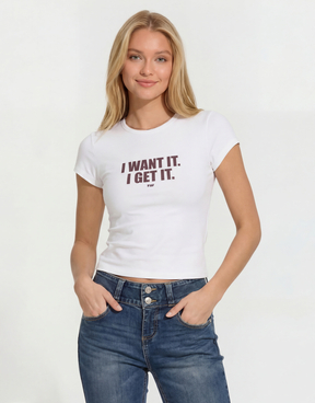 White Fitted Printed T-Shirt | TALLY WEiJL