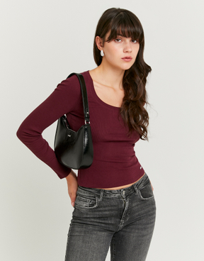 Burgundy Basic T-shirt | TALLY WEiJL