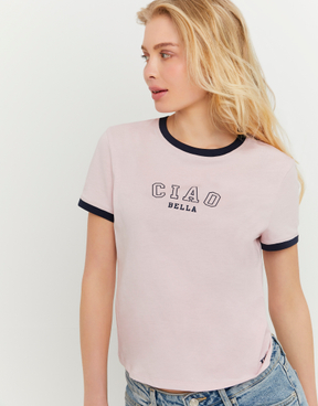 Rosa T-Shirt mit Print | TALLY WEiJL