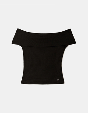 T-shirt con scollo a barca nera | TALLY WEiJL