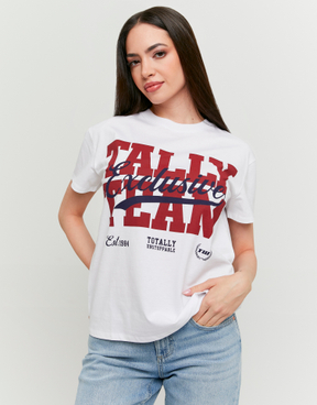 Weißes T-Shirt mit Print | TALLY WEiJL