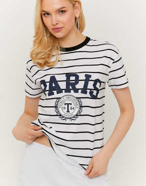 Weißes Gestreiftes T-Shirt | TALLY WEiJL