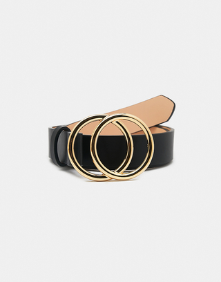 Schwarzer Gürtel mit Zwei Goldenen Ringen | TALLY WEiJL