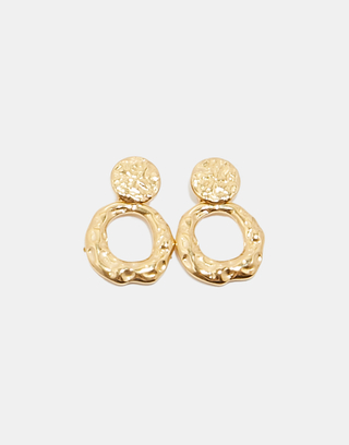 Golden Textured Hoops Earrings | TALLY WEiJL