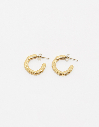 Golden Hammered Hoops Earrings | TALLY WEiJL