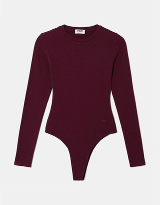 Body bordeaux in cotone a maniche lunghe | TALLY WEiJL
