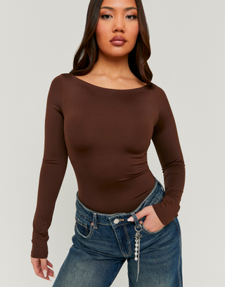 Brown Basic Bodysuit | TALLY WEiJL
