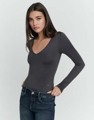 Grauer Basic Body mit langen Ärmeln | TALLY WEiJL