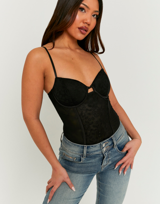 Schwarzes Spitzen-Bodysuit | TALLY WEiJL