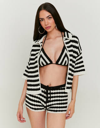 Striped Knitted Pointelle Shirt | TALLY WEiJL