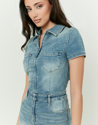 Blaue Denim-Jumpsuit | TALLY WEiJL