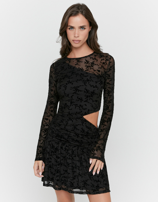 Mini Abito Nero in Pizzo con Cut Out | TALLY WEiJL