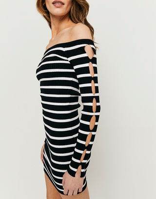 Gestreiftes Mini-Bustier Strickkleid | TALLY WEiJL