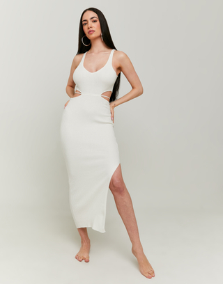 Weißes Strickkleid mit Lace Up | TALLY WEiJL