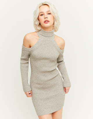 Grey Ribbed Knit Mini Dress | TALLY WEiJL