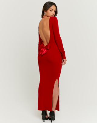 Red Open Back Knit Dress | TALLY WEiJL