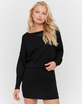 Black Asymmetric Mini Dress | TALLY WEiJL
