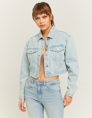 Blue Cropped Denim Jacket | TALLY WEiJL